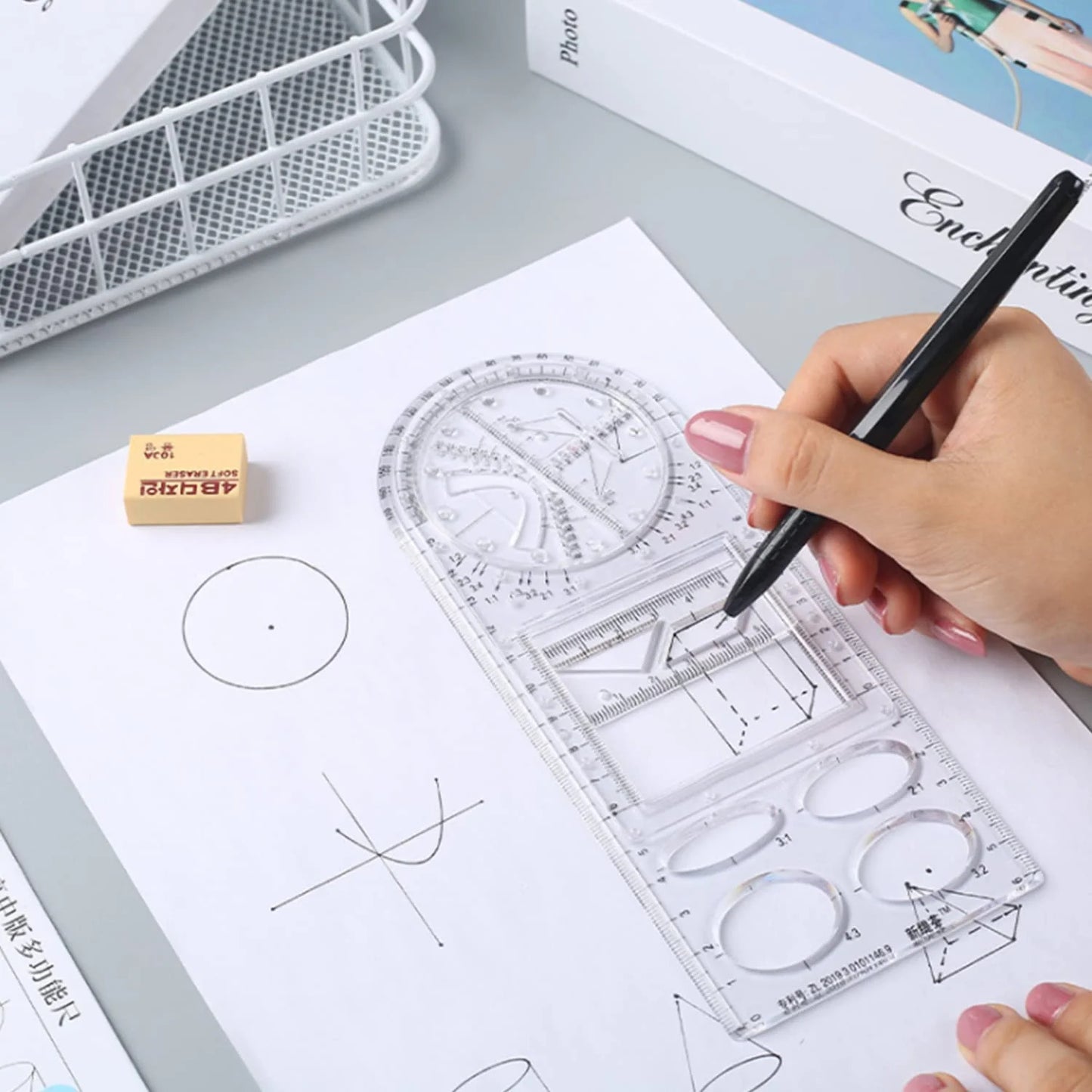 Multifunctional Geometry Ruler - Ideal for Math & Craftwork (Pack of 4)