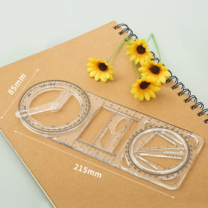 Multifunctional Geometry Ruler - Ideal for Math & Craftwork (Pack of 4)