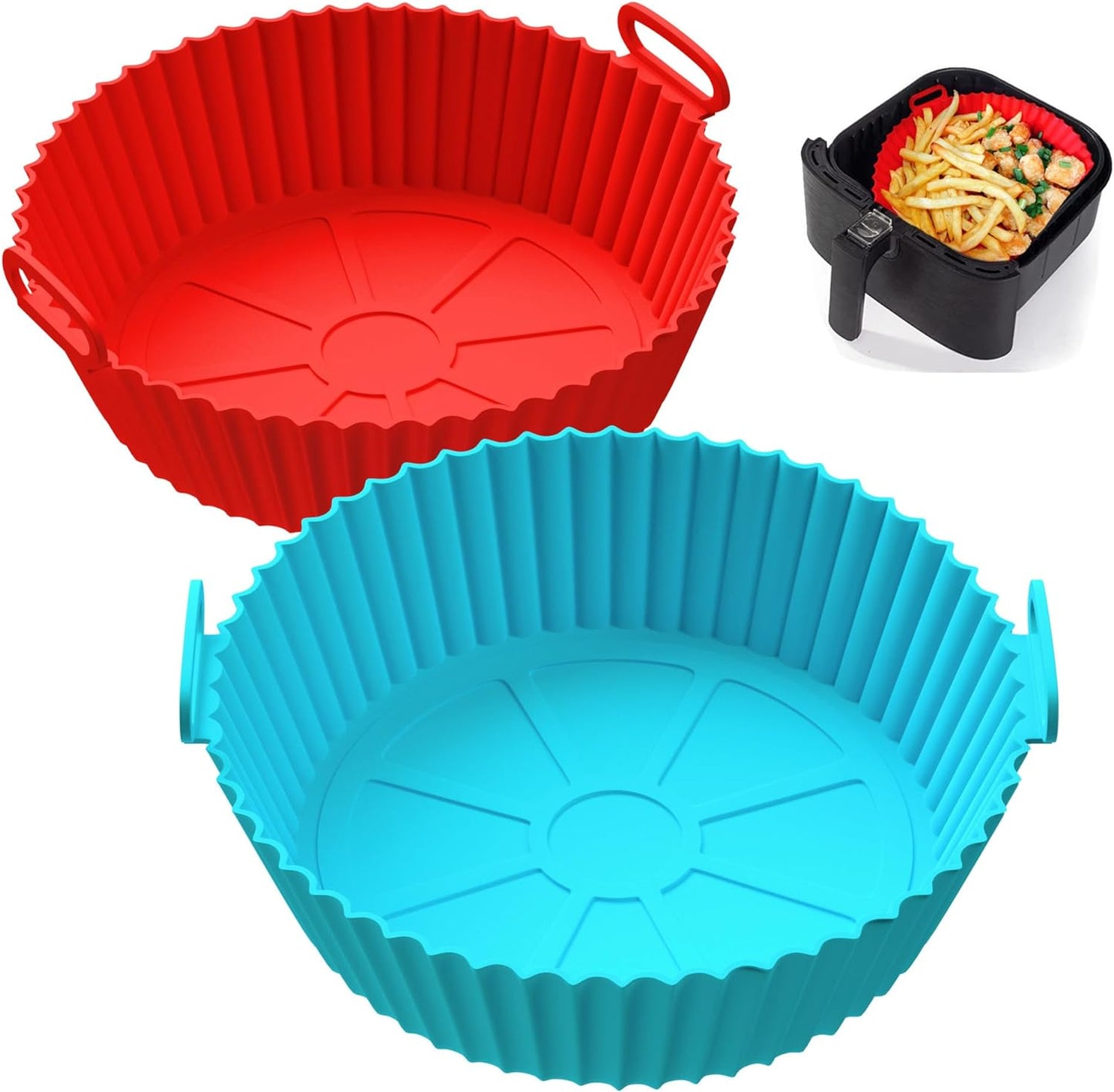 Air Fryer Silicone Reusable Baking Tray – Non-Stick, BPA-Free, Dishwasher Safe Liners for Oil-Free Cooking (Pack of 4)